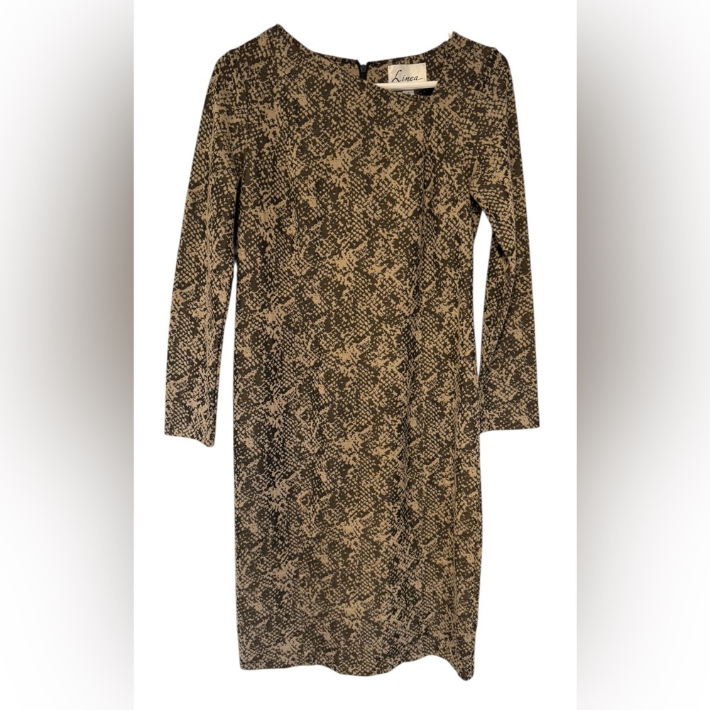 Linea by Louis Dell'Olio Animal Print Snake Skin Sheath Dress SzS
